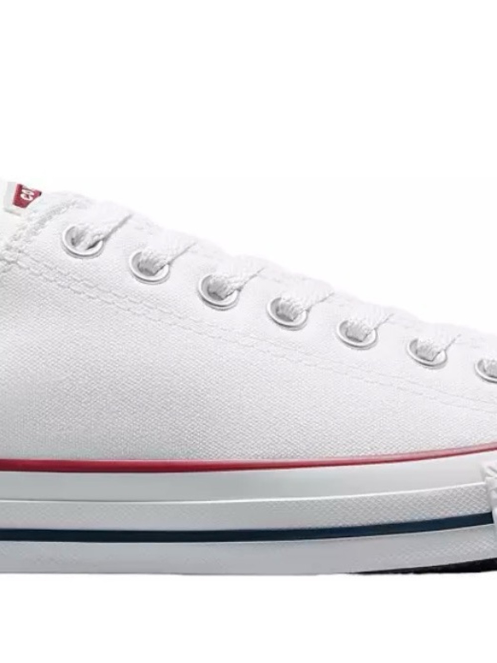 Converse Kids White Low-Top Sneakers with Red & Black Trim